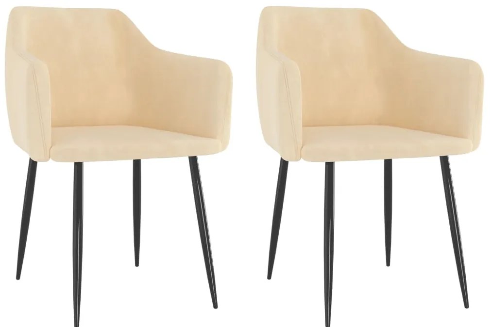 vidaXL Cadeiras de jantar 2 pcs veludo cor creme