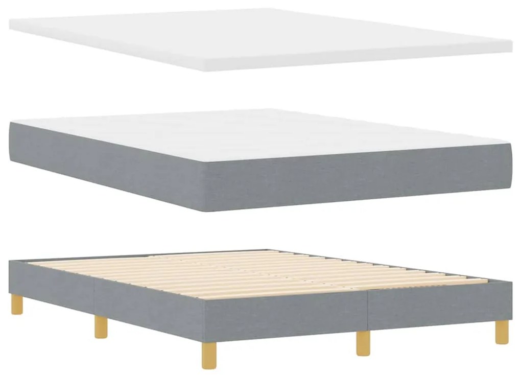 Cama Box com Colchão &amp; LED Cinza Claro 140x200 cm Tecido