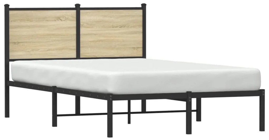 Estrutura de cama sem colchão 120x190 cm metal carvalho sonoma