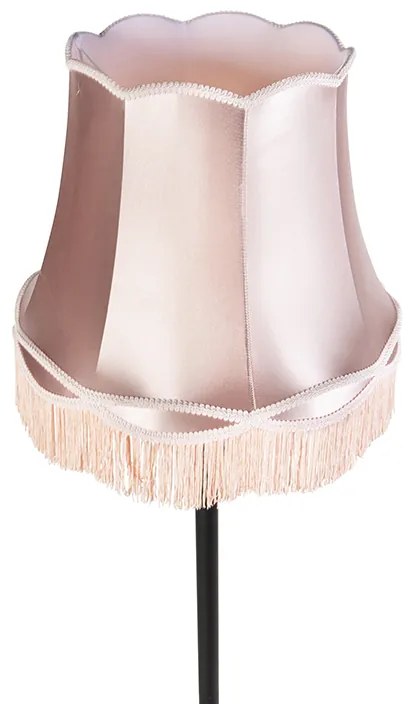 Candeeiro de pé preto com abajur cor-de-rosa - Classico Clássico / Antigo