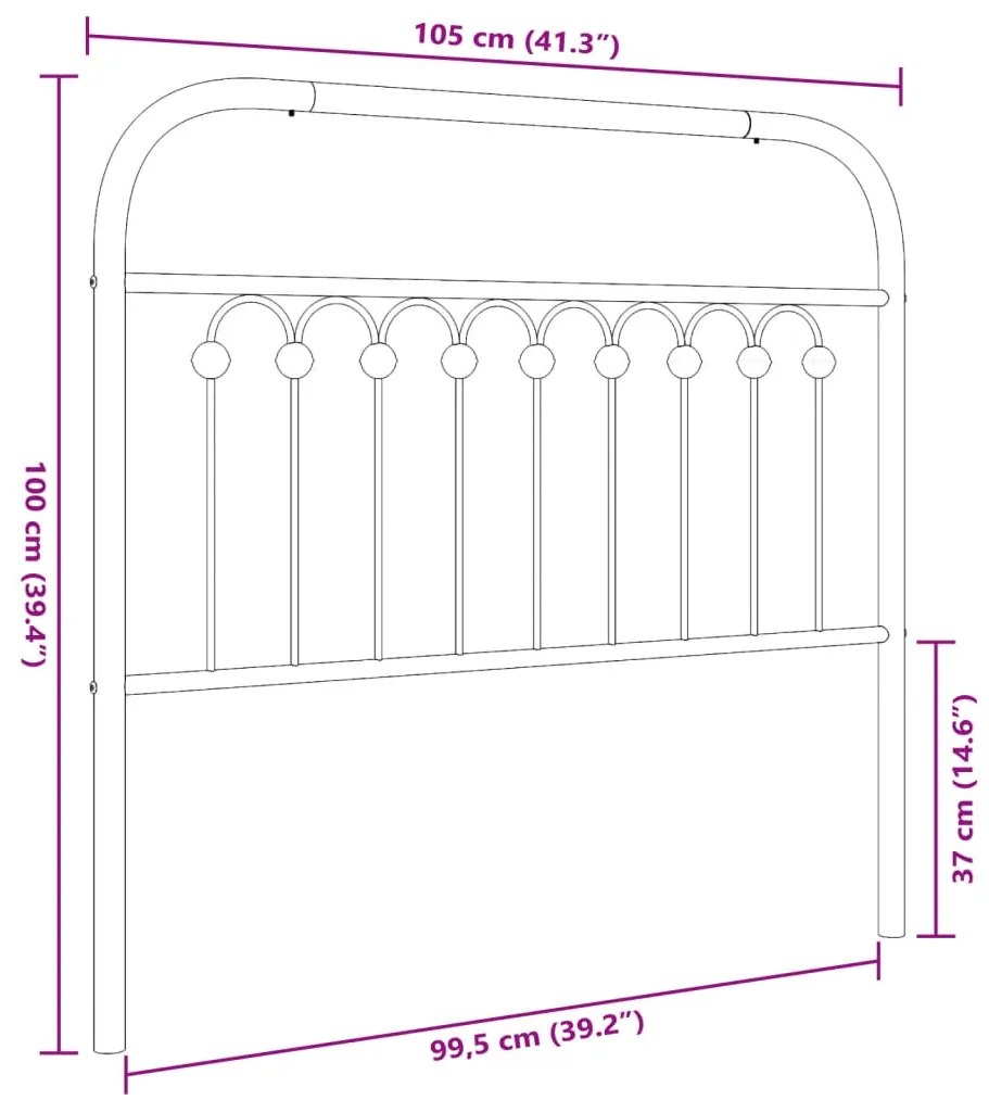 Cabeceira de cama 100 cm metal branco