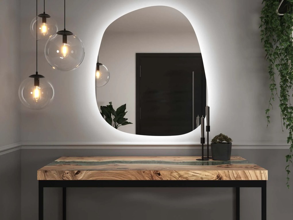 Espelho LED orgânico com iluminação A36 44×51