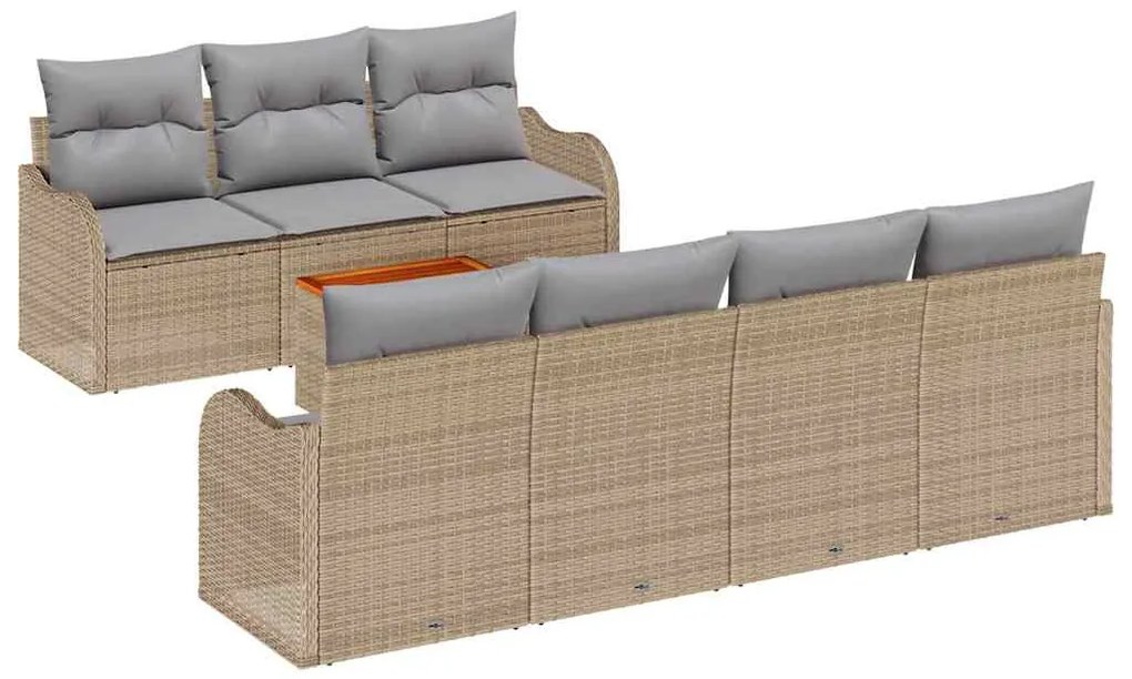 Conjunto de Sofá de Jardim vidaXL com Almofadas Bege em Rattan Poliést