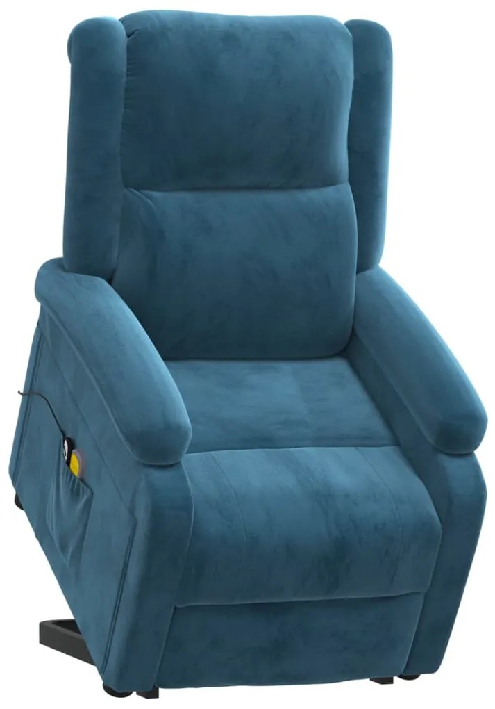 Poltrona elevatória de massagens veludo azul