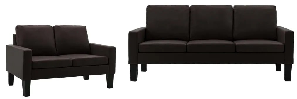 vidaXL 2 pcs conjunto de sofás couro artificial castanho