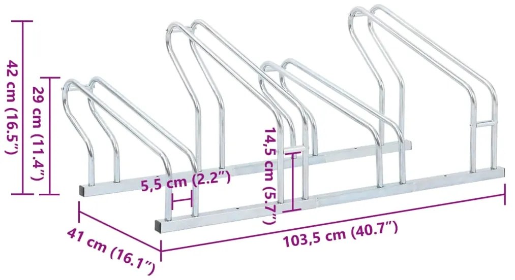 Suporte independente para 4 bicicletas aço galvanizado