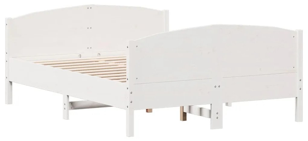 Cama sem colchão 150x200 cm madeira de pinho maciça branco