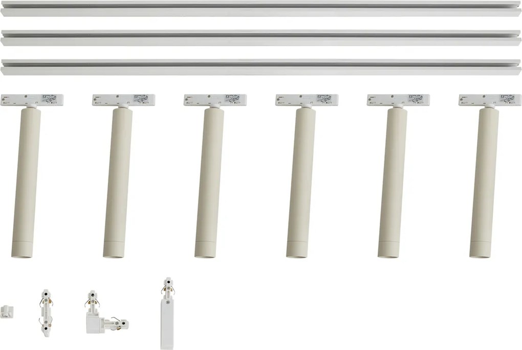 Sistema de iluminação de trilho moderno branco com 6 focos bege 1-fase - Slimline Avery
