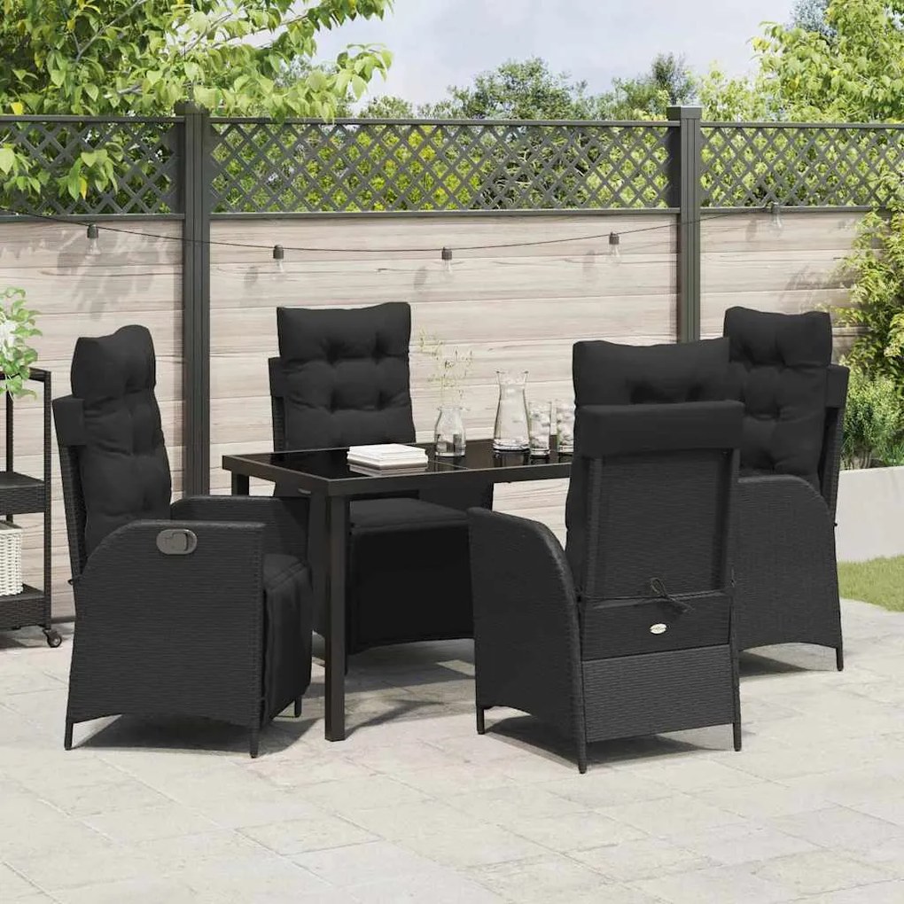 Conjunto de Jantar de Jardim de 5 Peças em Rattan Preto