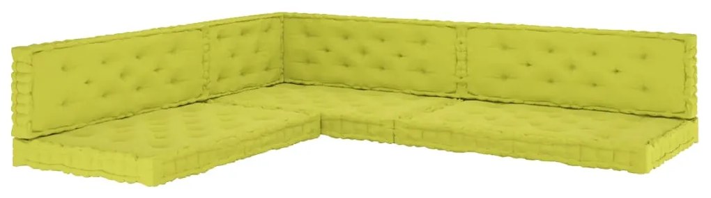 vidaXL Almofadões para sofá de paletes 7 pcs algodão verde maçã