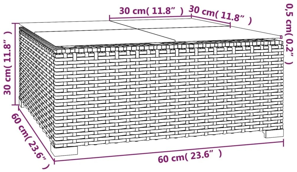 3 pcs conjunto lounge de jardim c/ almofadões vime PE preto