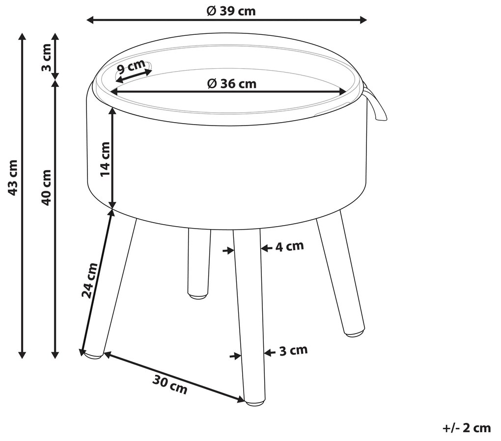 Tamborete com arrumação em veludo creme NEELY Beliani