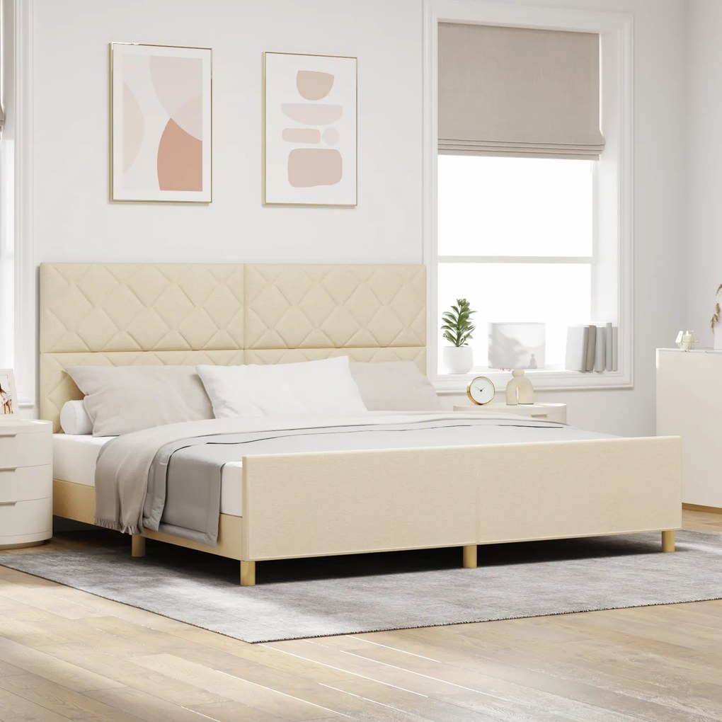 Cama vidaXL Creme 200x200 cm Tecido