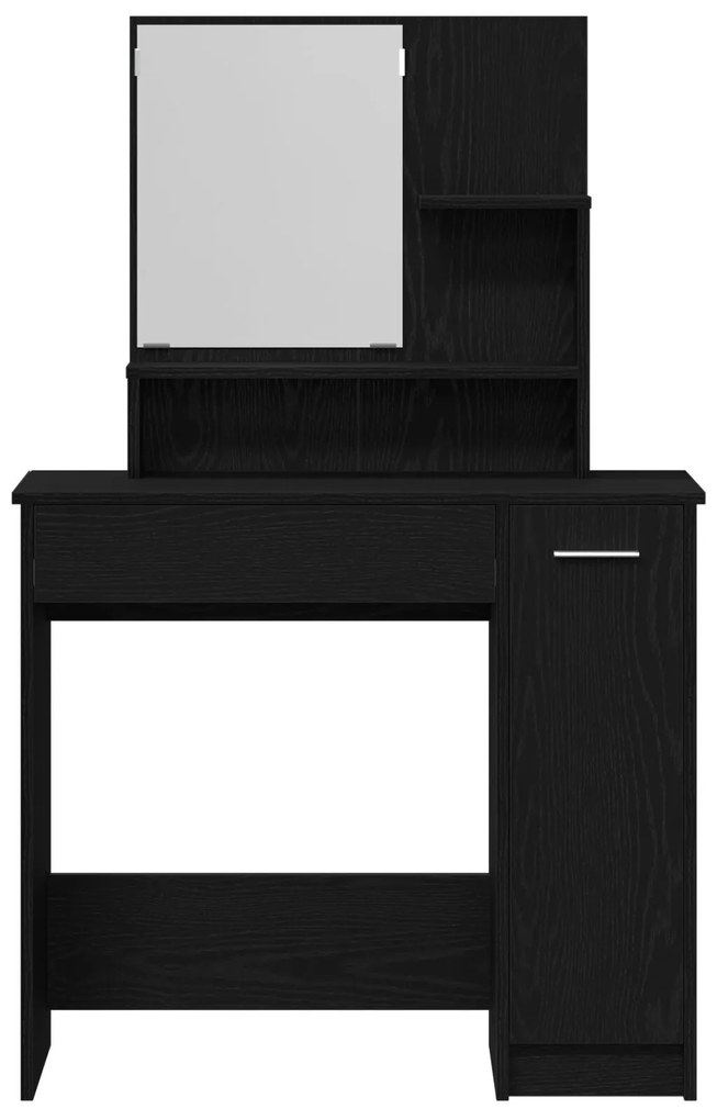 Mesa de Maquilhagem em Carvalho Preto com Espelho - 86,5 x 35 x 136 cm