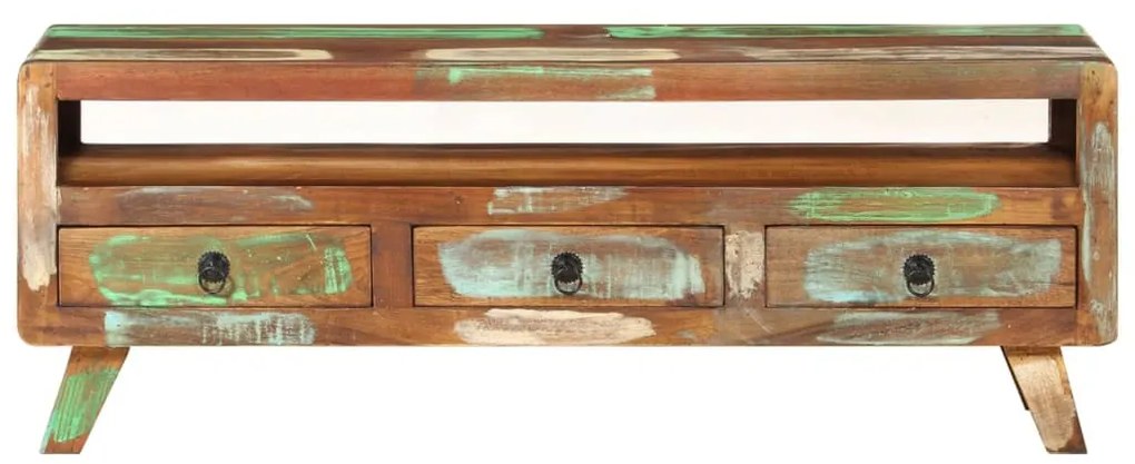Móvel de TV 110x30x40 cm madeira recuperada maciça multicor