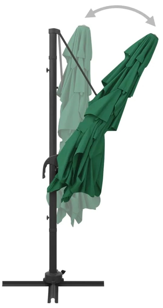 Guarda-sol de jardim com poste de alumínio 250x250 cm verde