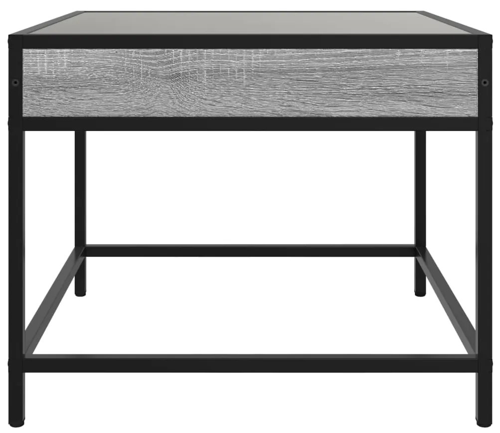 Mesa de centro luzes LED Infinity 50x50x41 cm cinzento sonoma