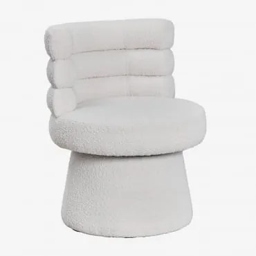 Cadeira De Jantar Giratória Estofada Protea Bouclé Branco - Sklum