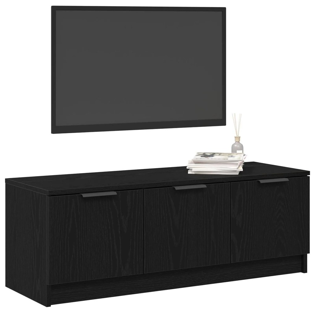 Armário para TV vidaXL Preto Carvalho 102x35x36,5 cm Madeira Engineere