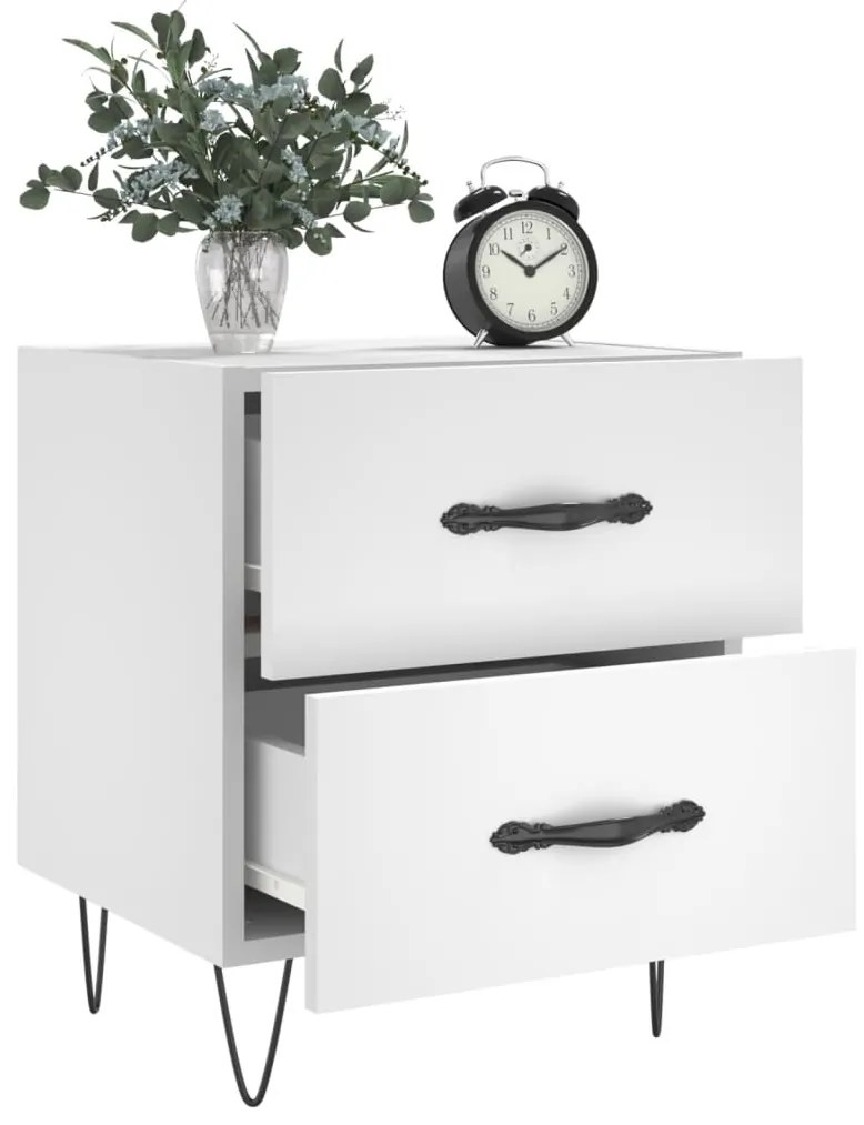 Mesas de cabeceira 2 pcs 40x35x47,5 cm deriv. de madeira branco