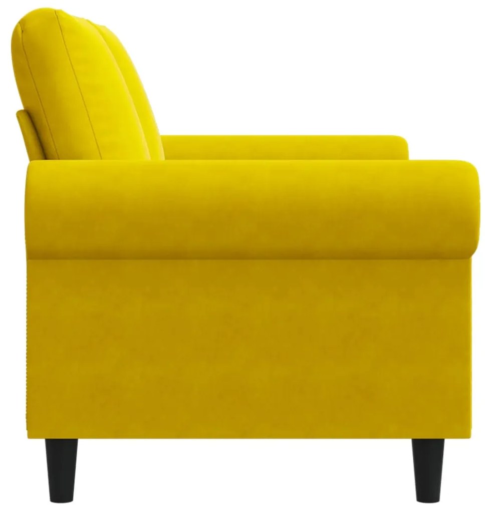 Sofá de 2 lugares veludo 120 cm amarelo