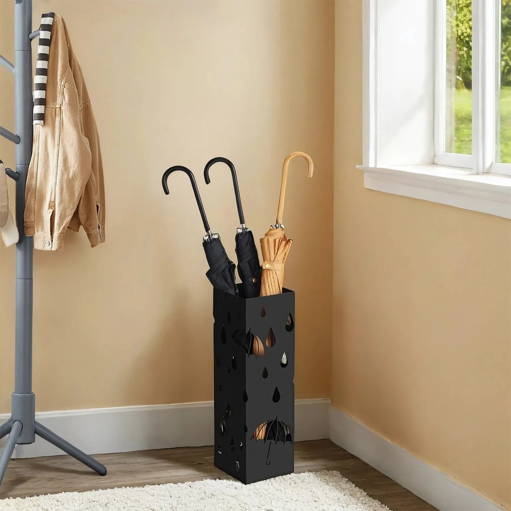 Suporte para guarda-chuvas 15,5 x 15,5 x 49 cm preto