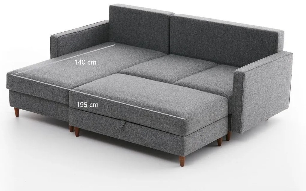 Sofá de Canto Eva – Cinza – 210x82x195 cm