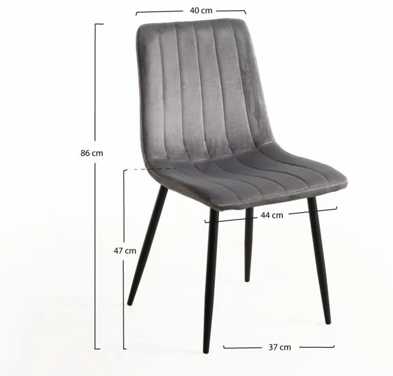 Cadeira Liny Veludo - Cinza escuro