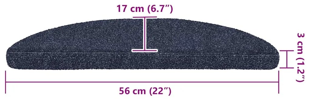 Tapetes de escada adesivos 30 pcs 56x17x3 cm azul