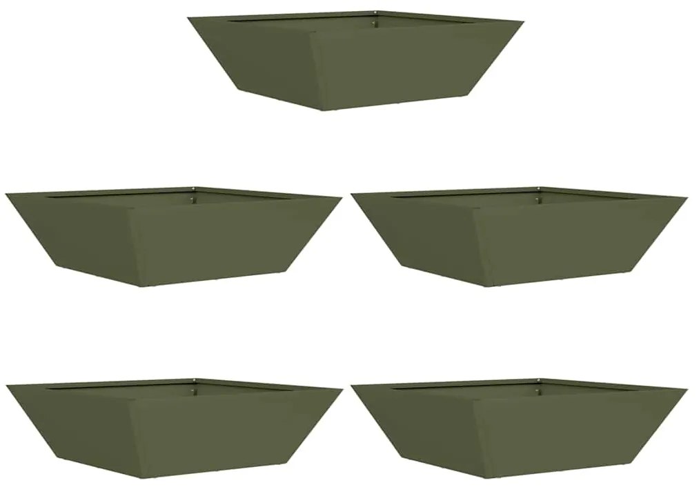 Conjunto de 5 Cachepots de Jardim Verde-Azeitona da , medindo 50x50x15