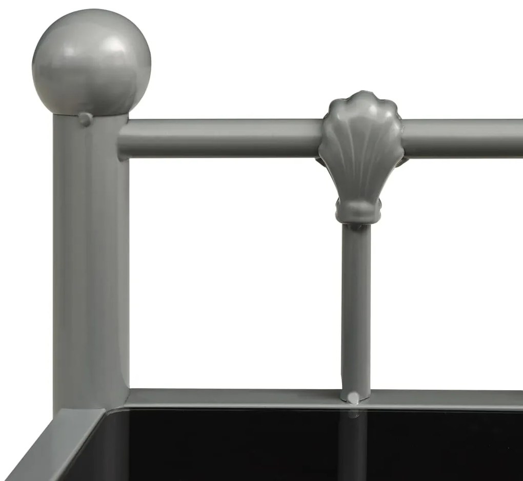 Mesas de cabeceira 2 pcs metal cinzento e vidro preto
