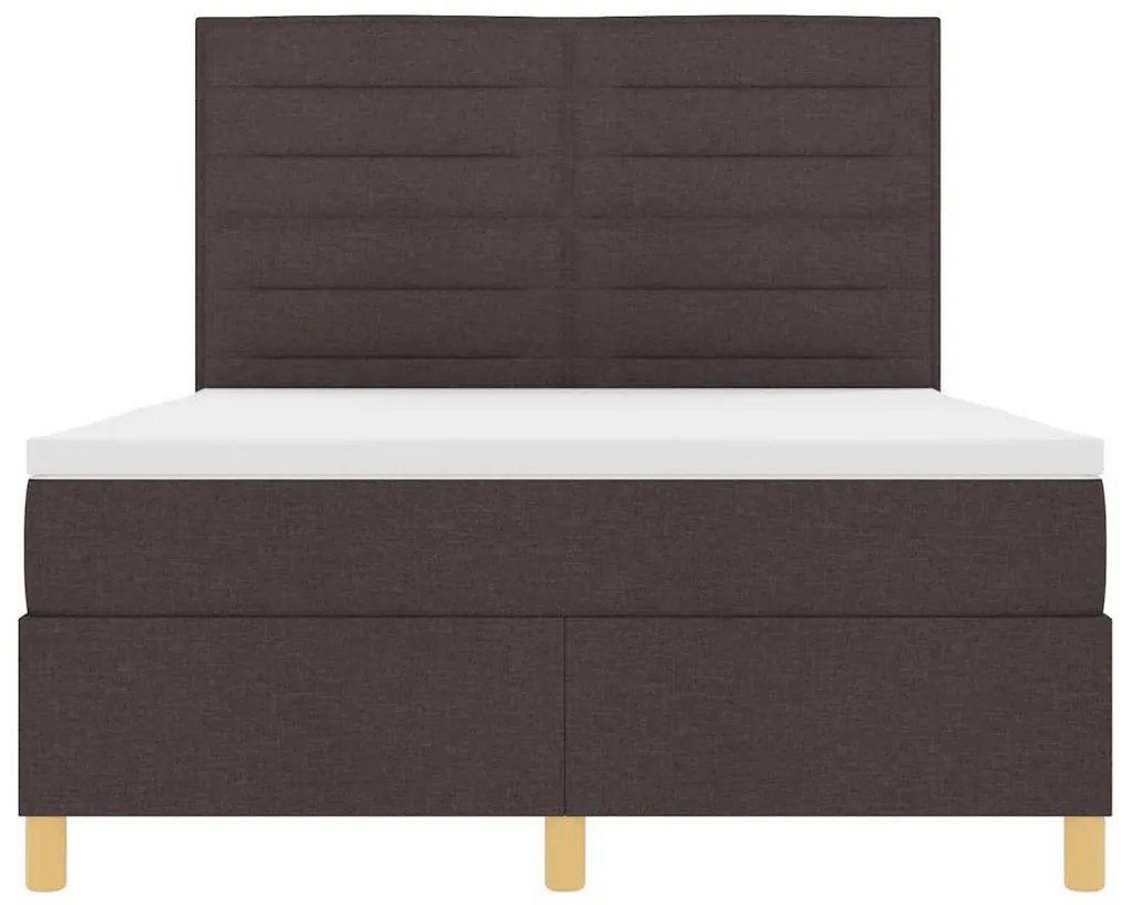 Cama Box com Colchão &amp; LED Castanha 140x200 cm Tecido