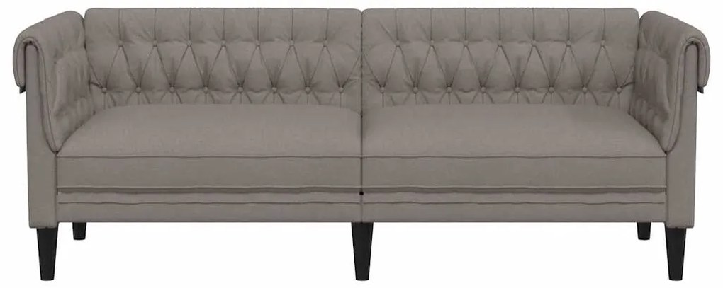 Sofá chesterfield 3 lugares tecido cinzento-acastanhado