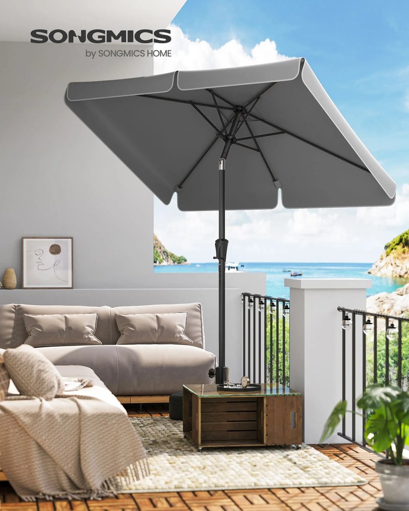 Guarda-sol de varanda, jardim retangular 200 x 150 cm com inclinação Cinzento