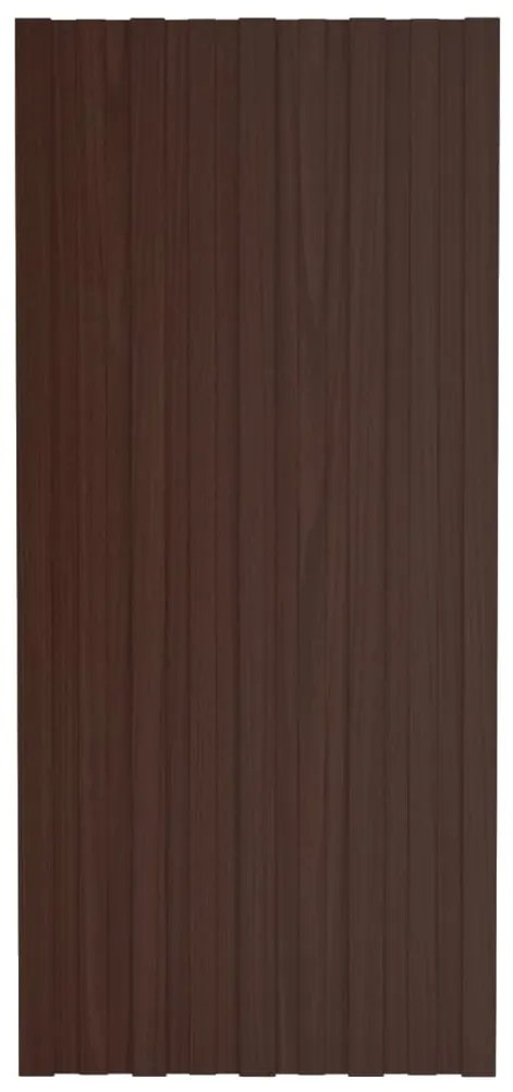 Painéis de telhado 12 pcs 100x45 cm aço galvanizado castanho