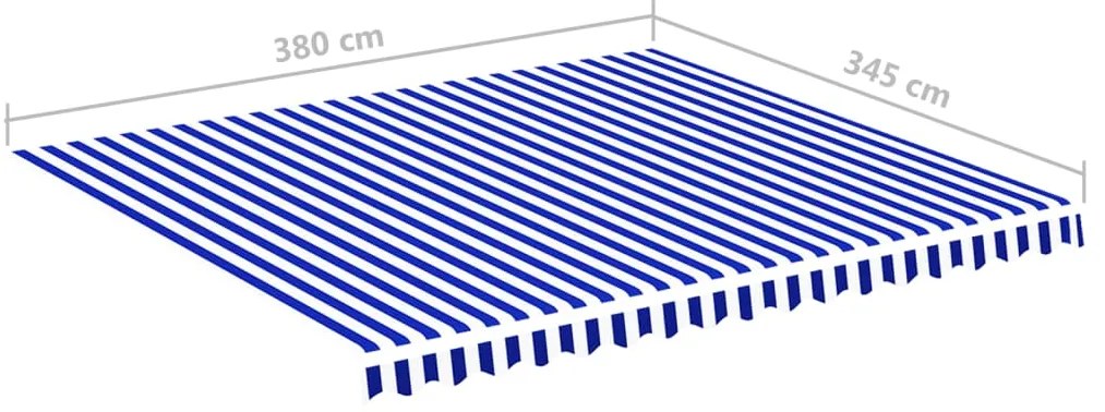 Tecido de substituição para toldo 4x3,5 m azul e branco