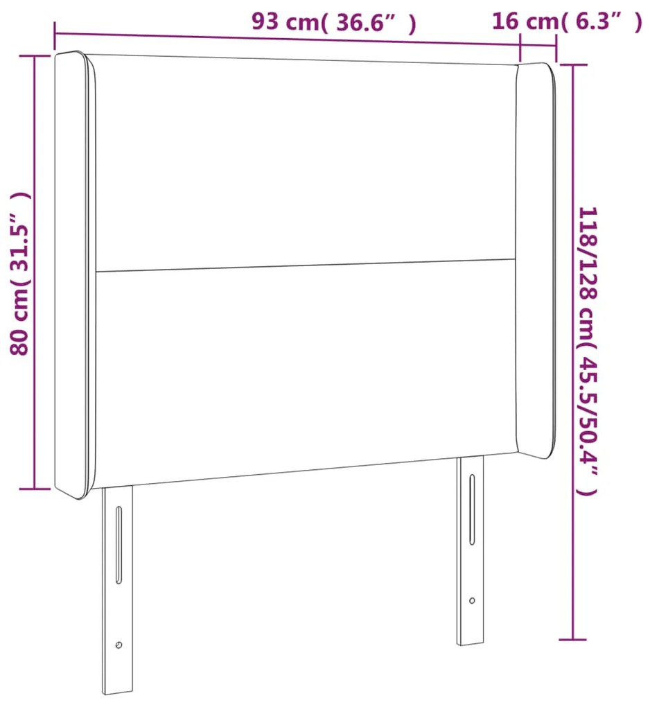 Cabeceira cama c/ abas couro artificial 93x16x118/12 cm branco