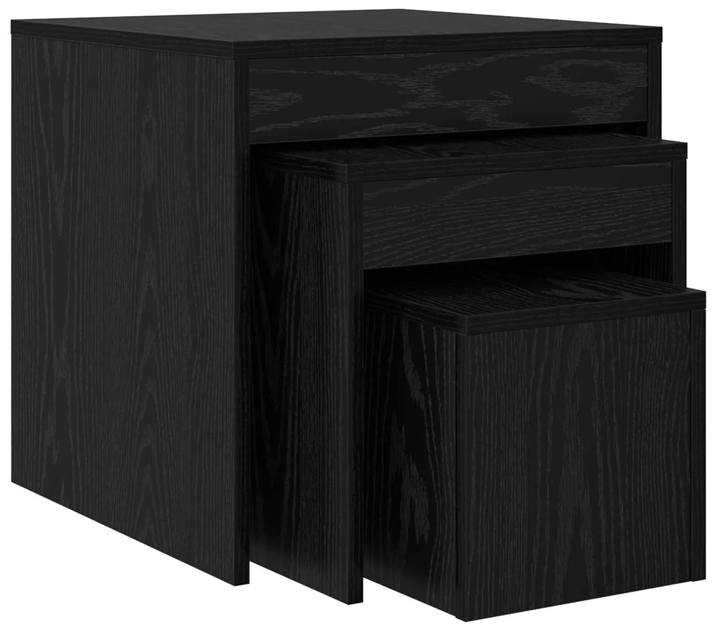 vidaXL Mesa de centro 3 pcs Carvalho Preto Madeira processada