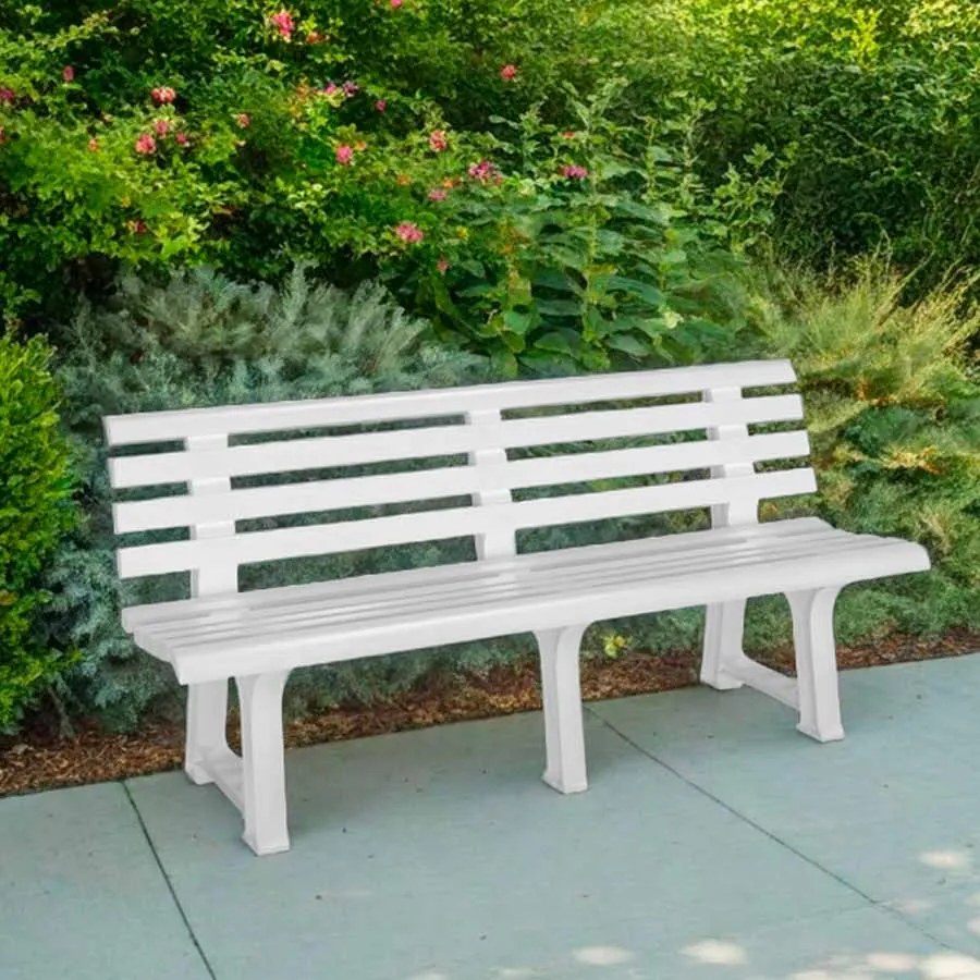 Banco de jardim Orchidea 145x49x74cm em plástico resistente Branco