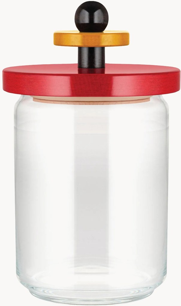 Pote de vidro com tampa hermética em madeira de faia Lucia
