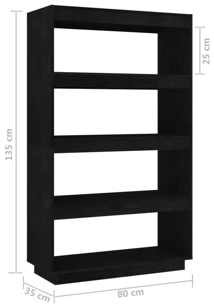 Estante/divisória 80x35x135 cm madeira de pinho maciça preto