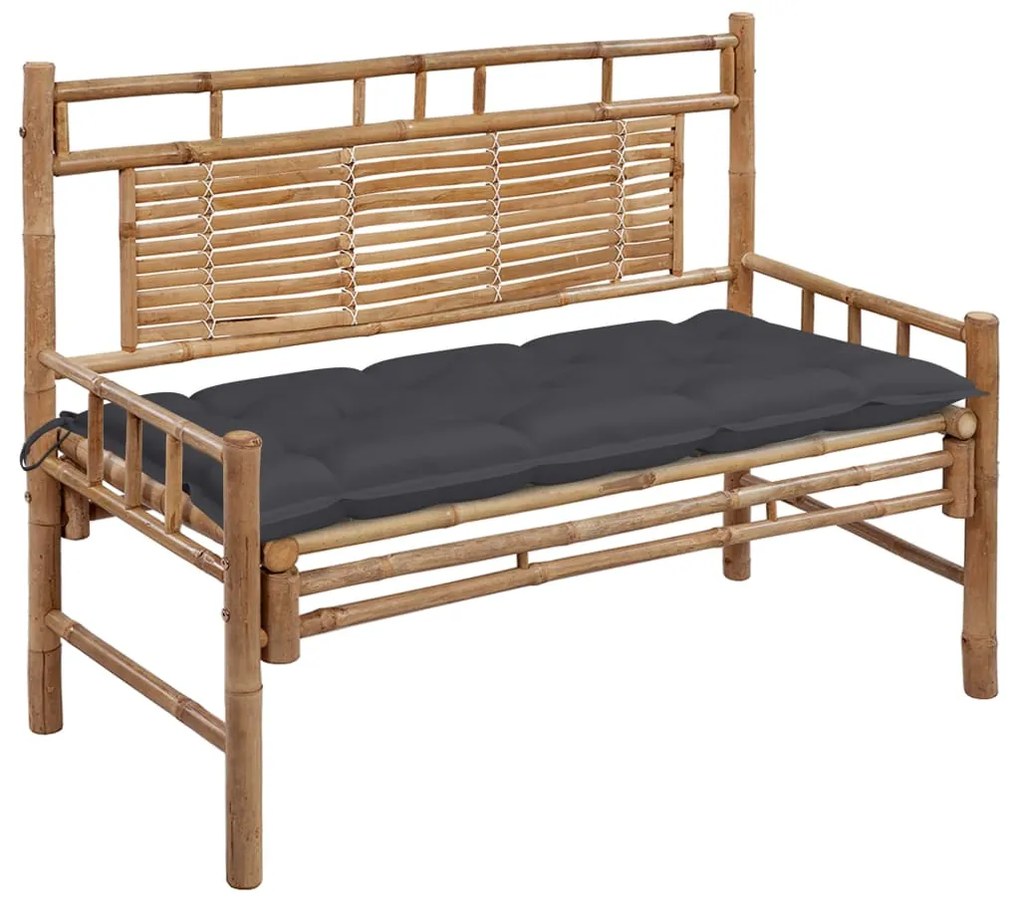 vidaXL Banco de jardim com almofadão 120 cm bambu