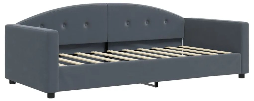 Sofá-cama com gavetão 90x190 cm veludo cinzento-escuro