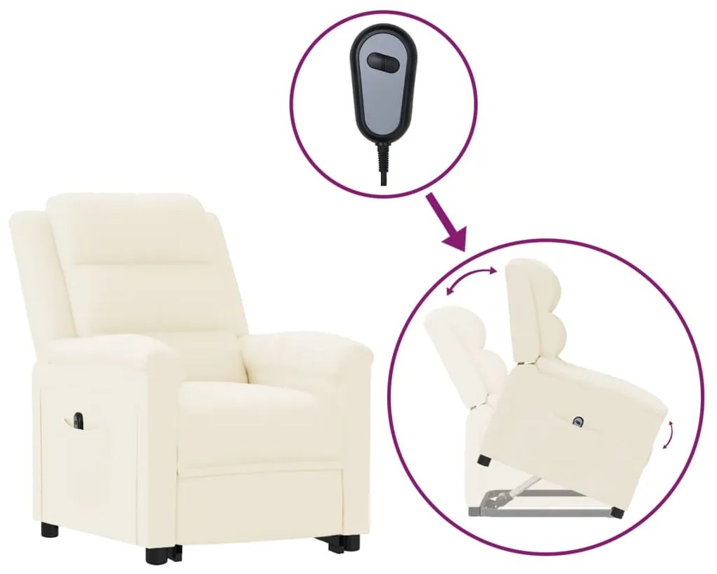 vidaXL Poltrona elevatória couro artificial cor creme