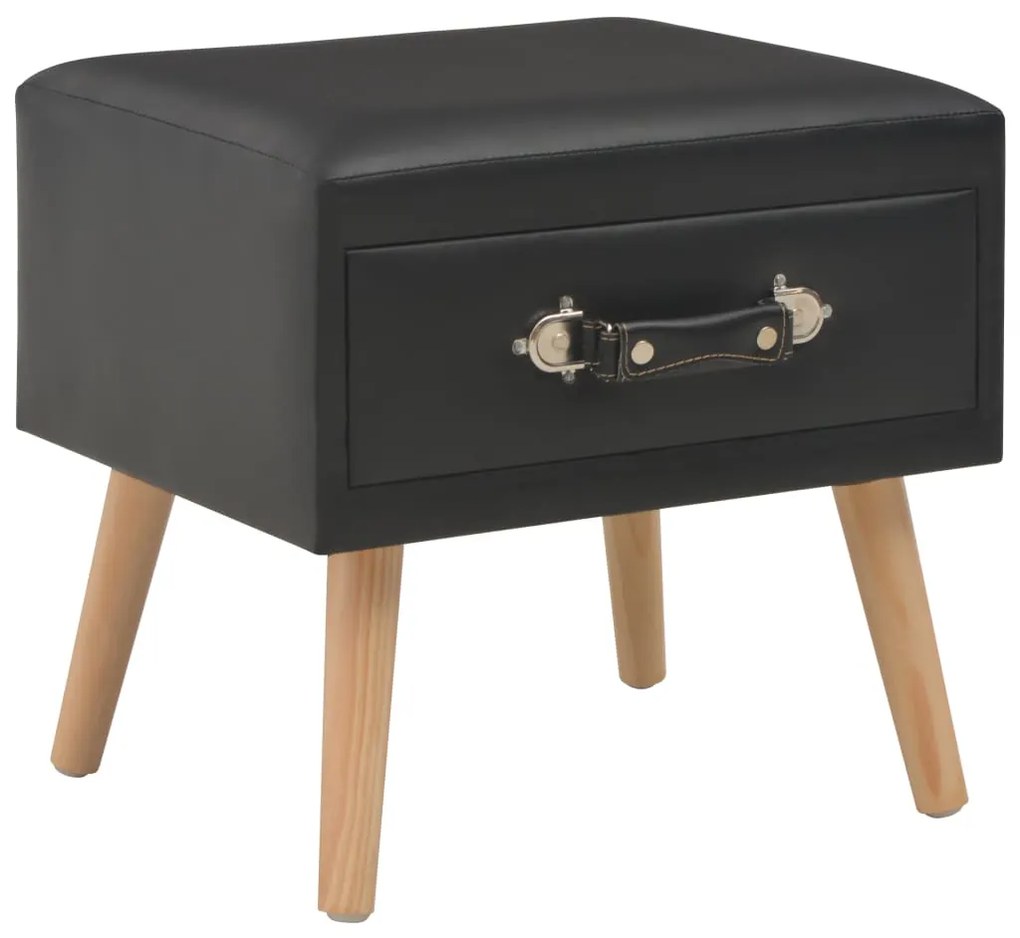 vidaXL Mesa-de-cabeceira 40x35x40 cm couro artificial preto