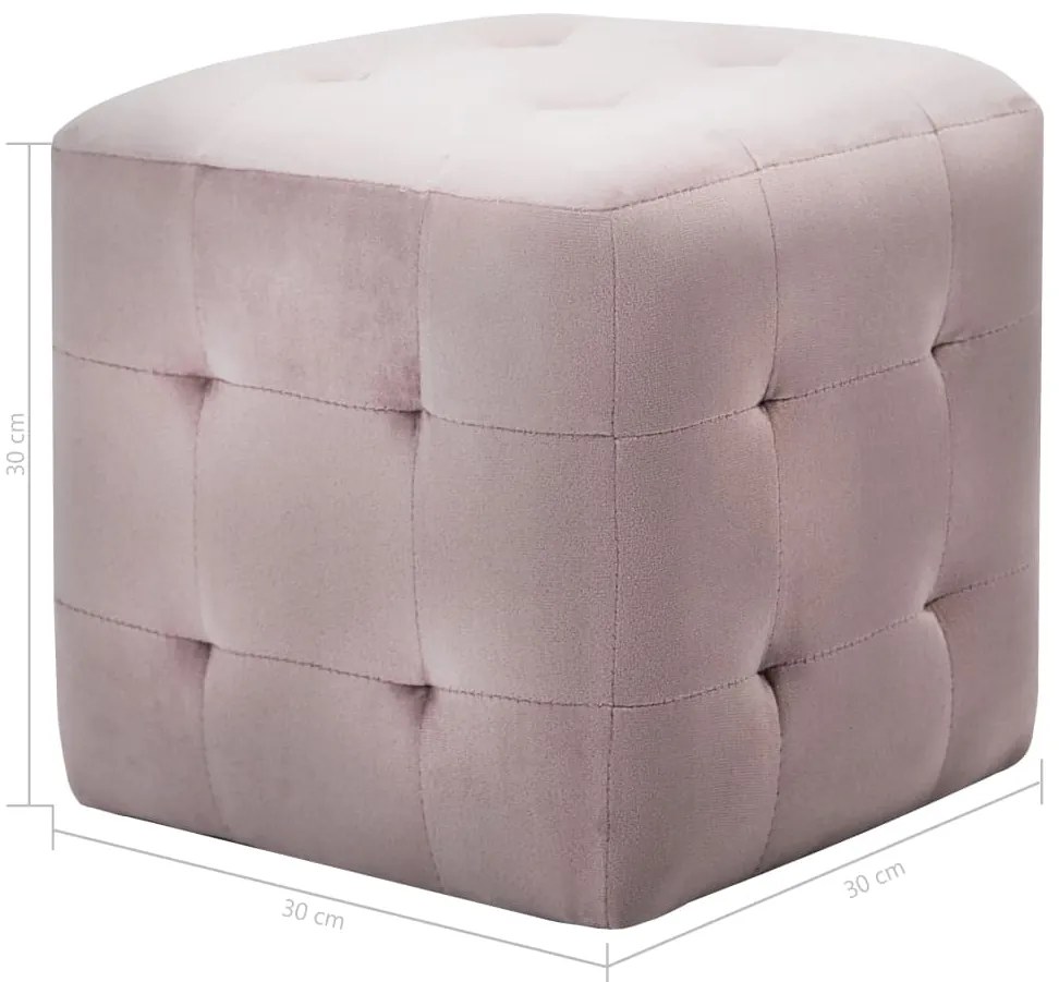 Mesas de cabeceira 2 pcs 30x30x30 cm veludo rosa