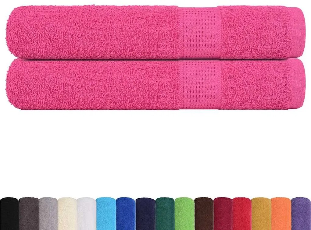 Toalhas de sauna 2 pcs 80x200 cm 360 gsm 100% algodão rosa