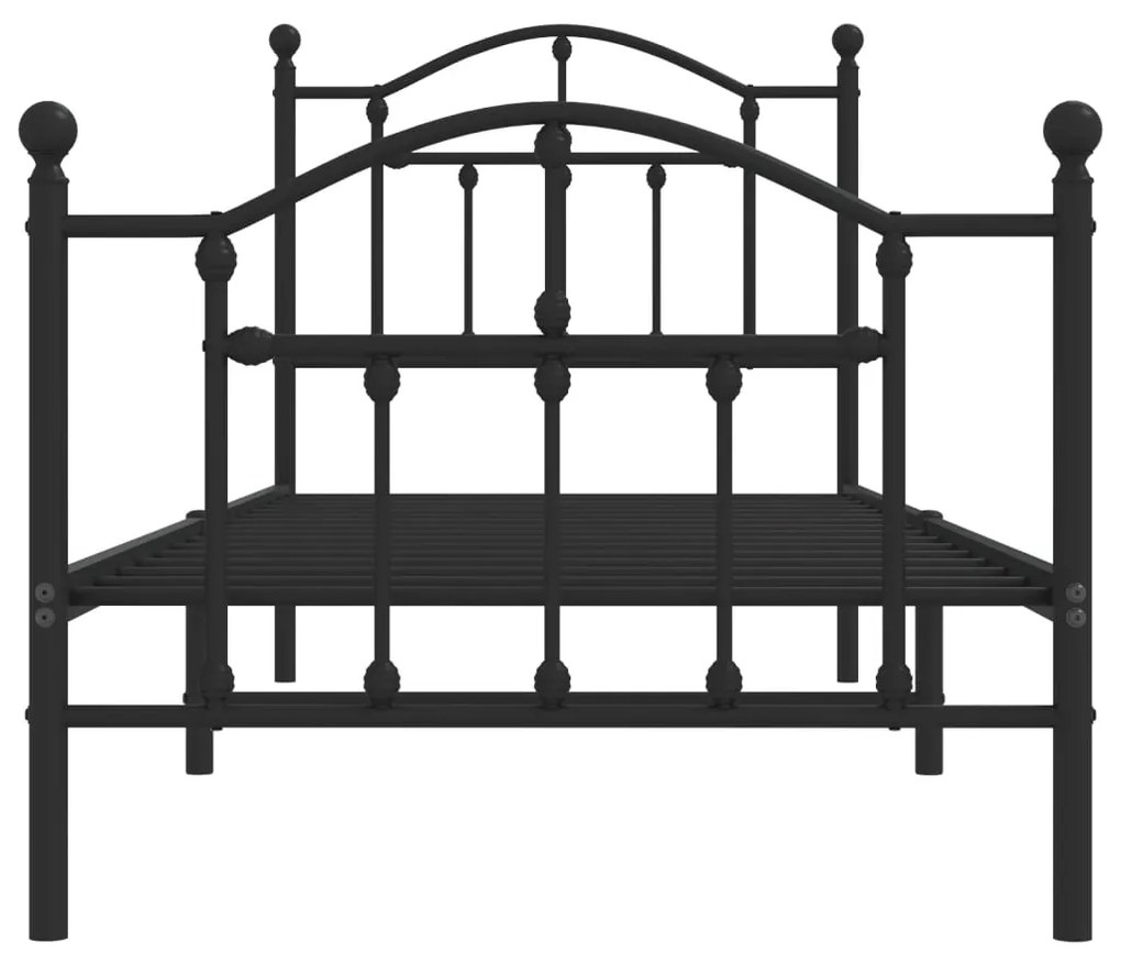 Estrutura de cama com cabeceira e pés 90x190 cm metal preto