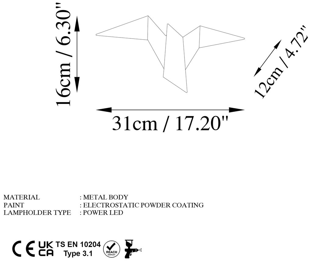 Lâmpada de Parede Pacali – Dourada – 31cm largura, 12cm altura, 16cm p