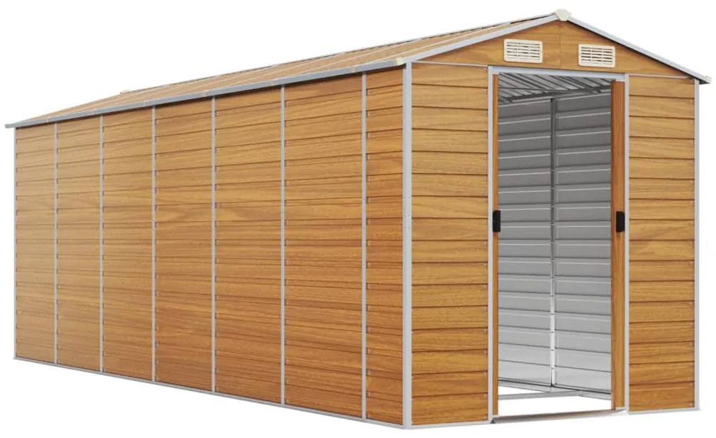 Abrigo de jardim 191x555x198 cm aço galvanizado castanho-claro
